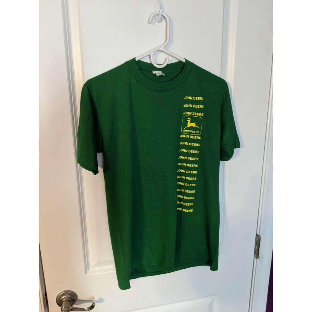 VTG John Deere Mens Med Single Stitch Made In USA John Deere Repeated Pattern